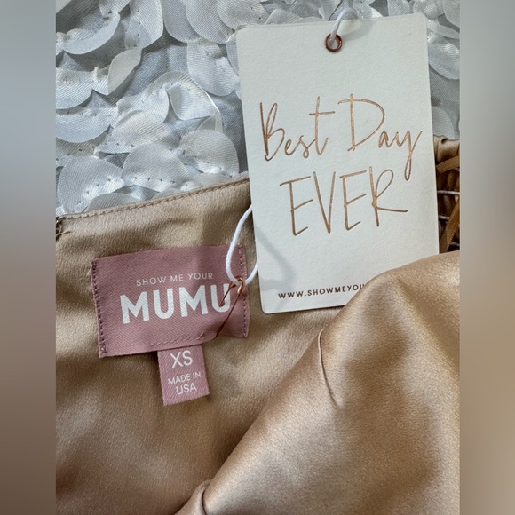 NWT Los Angeles Show Me Your Mumu Shannon One Shoulder Dress Champagne Sz XS - Picture 11 of 14